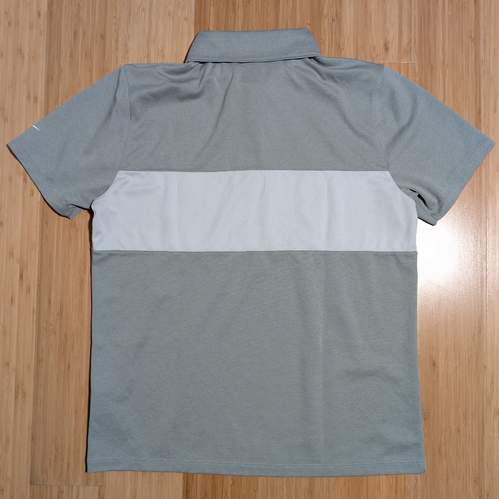 Nike Golf Polo Shirt Men Size Large Dri Fit Gray White Performance Tee - Picture 2 of 3